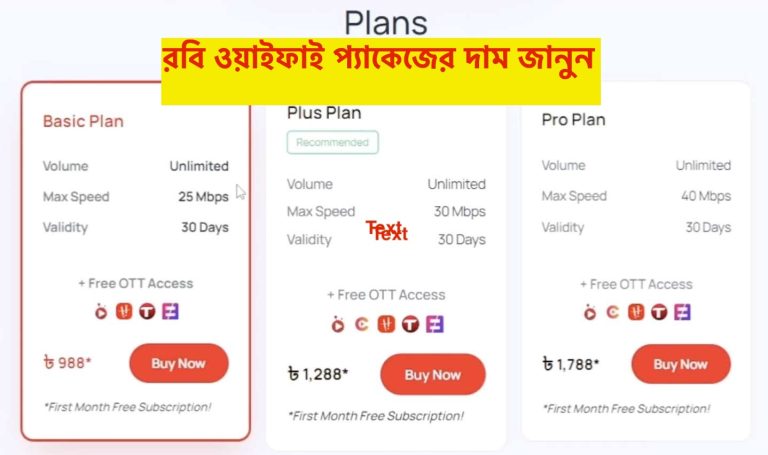 Robi wifi package price list 2024-2025